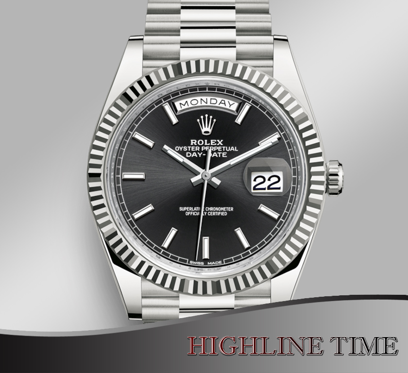 rolex day date 40 white gold black dial
