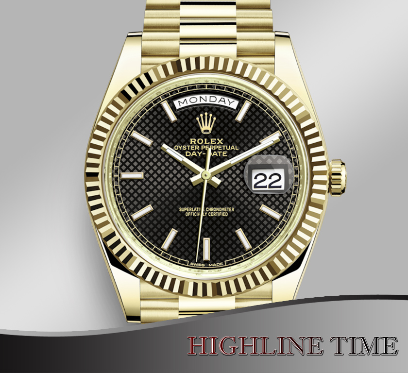 rolex day date yellow gold black dial