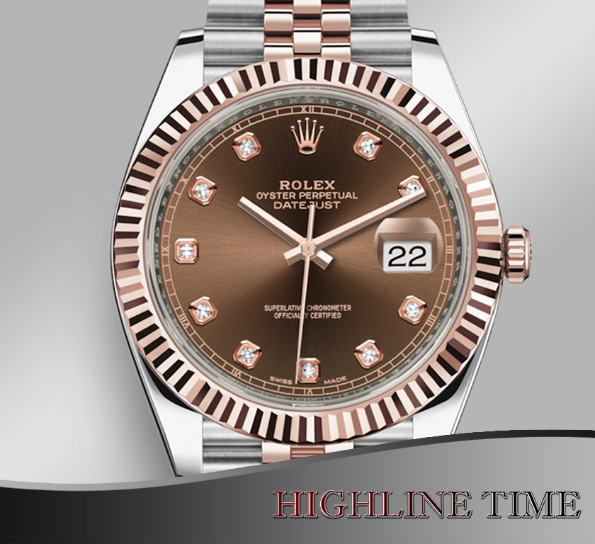 ROLEX DATEJUST 41MM STAINLESS STEEL/ ROSE CHOCOLATE DIAMOND DIAL